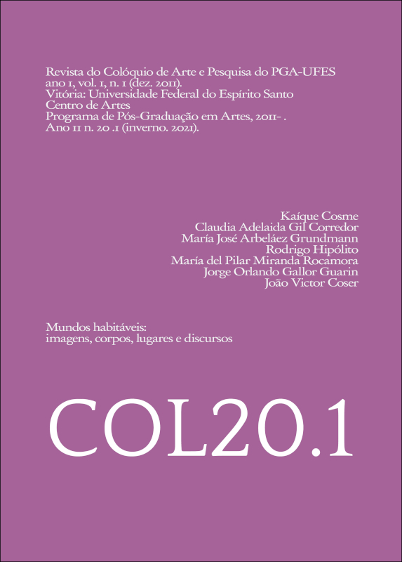 Referência completa da revista, seguido de nomes das pessoas autoras e da indicação COL20.1, tudo em letras brancas sobre fundo violeta claro.
